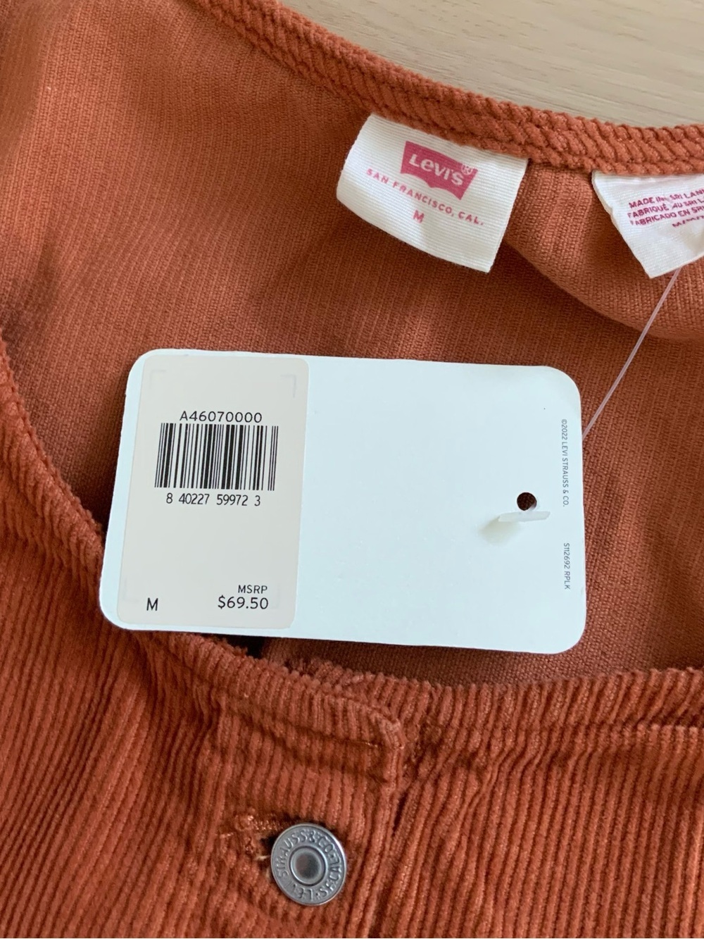 Levi's Tuli Corduroy Short Sleeve Mini Dress - Picture 6 of 10
